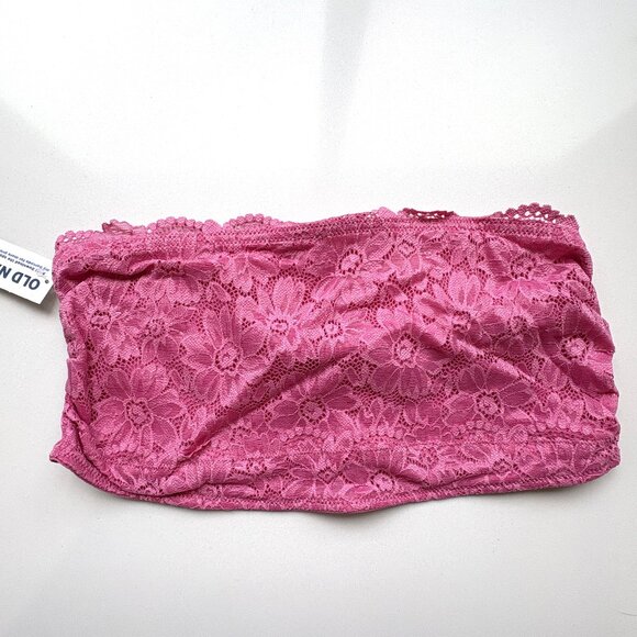 Old Navy Lace Bandeau Bralette Wireless Bra Zinnia Pink Size Large NEW - Picture 3 of 5